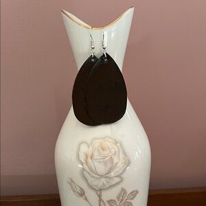 Black Teardrop Leather Earrings